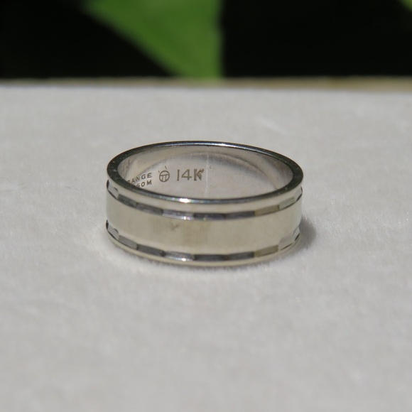 Vintage 14k White Gold Orange Blossom Ring Band 6mm Size 5 3.88g - Picture 2 of 9